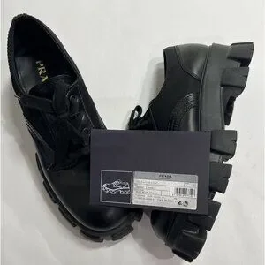 Prada | Shoes | Prada Monolith Brushed Leather Nylon Lace Up  display picture 3